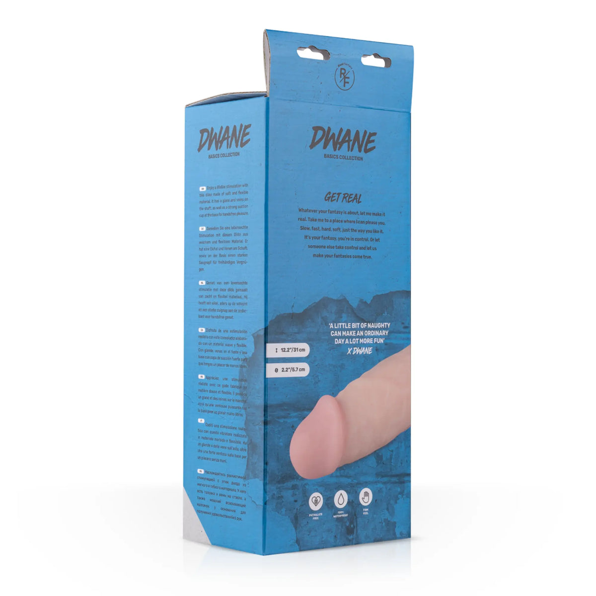 Förpackning bakifrån RF Dwayne Realistisk Dildo 31cm