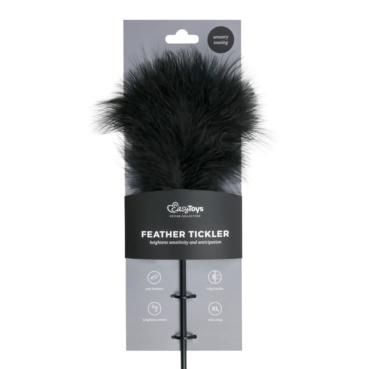 EasyToys Long Feather Tickler svart förpackning