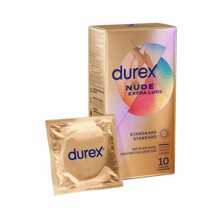 Durex Nude Extra Lube Kondomer 10-pack - NordicSin.se